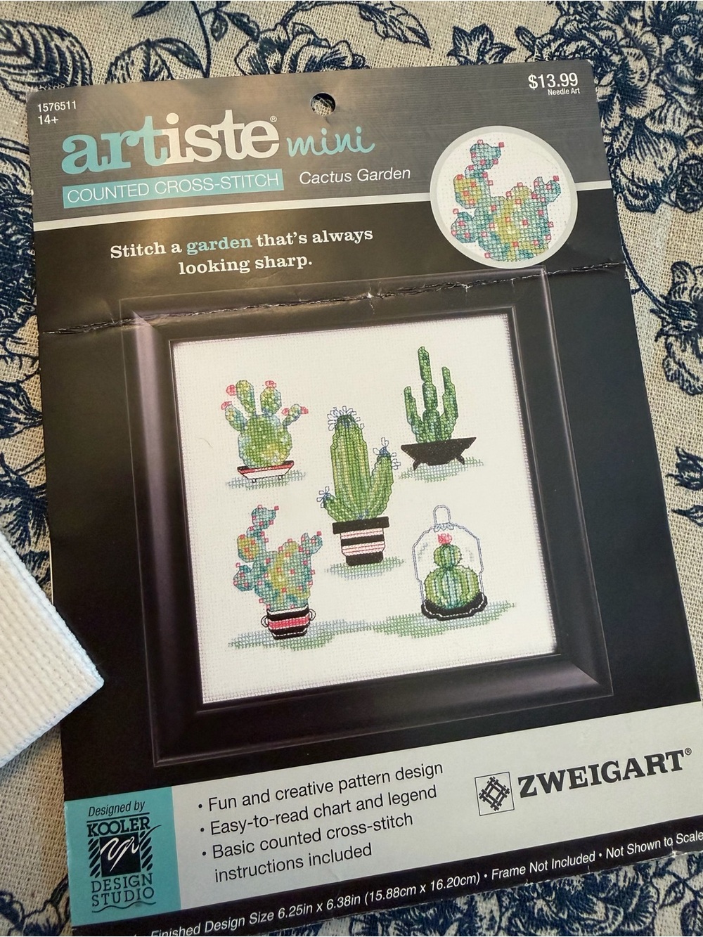 Zweigart Artiste Mini CACTUS GARDEN Cross Stitch Kit Kooler Design Studio